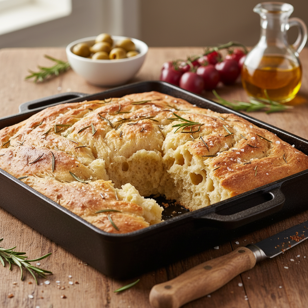 Kuldne ja krõbe focaccia: lihtne retsept igale kodukokale