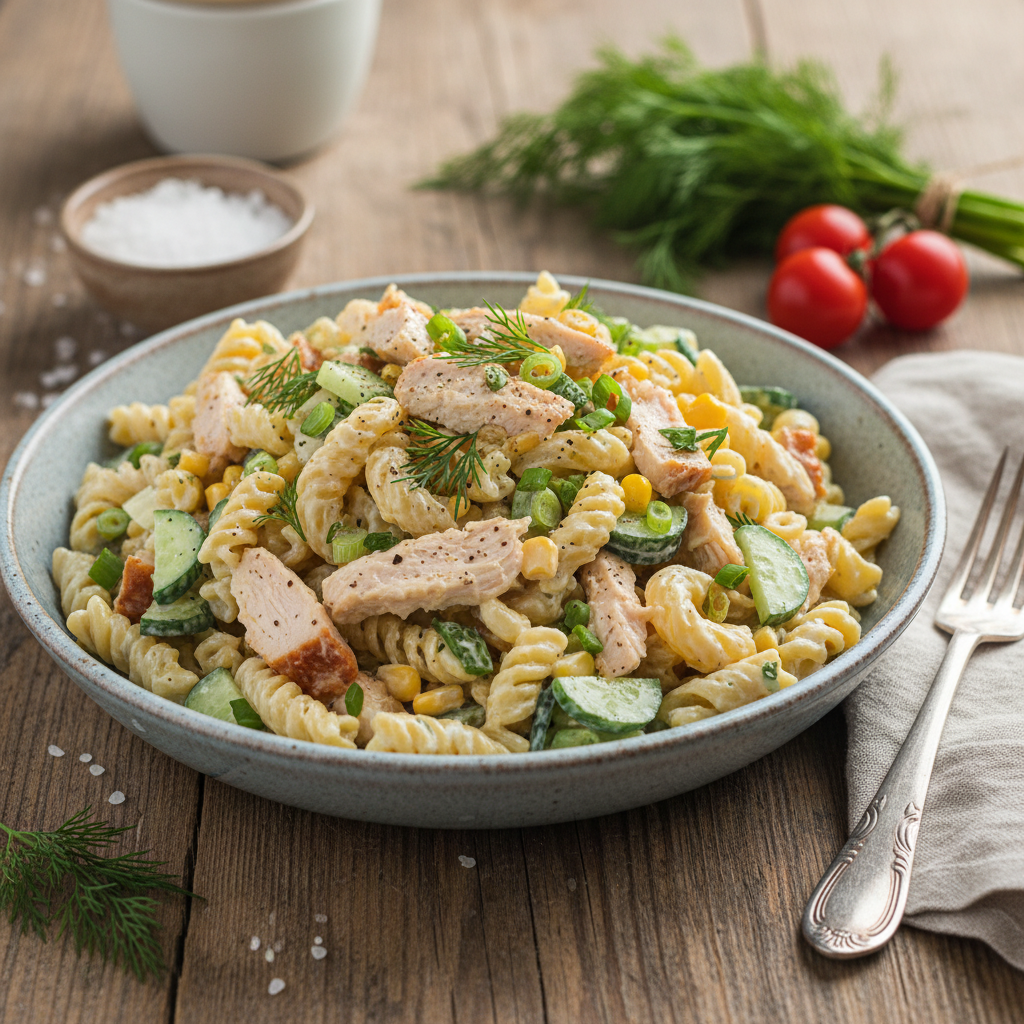 Kiire makaroni-suitsukanasalat: valmib vaid hetkega