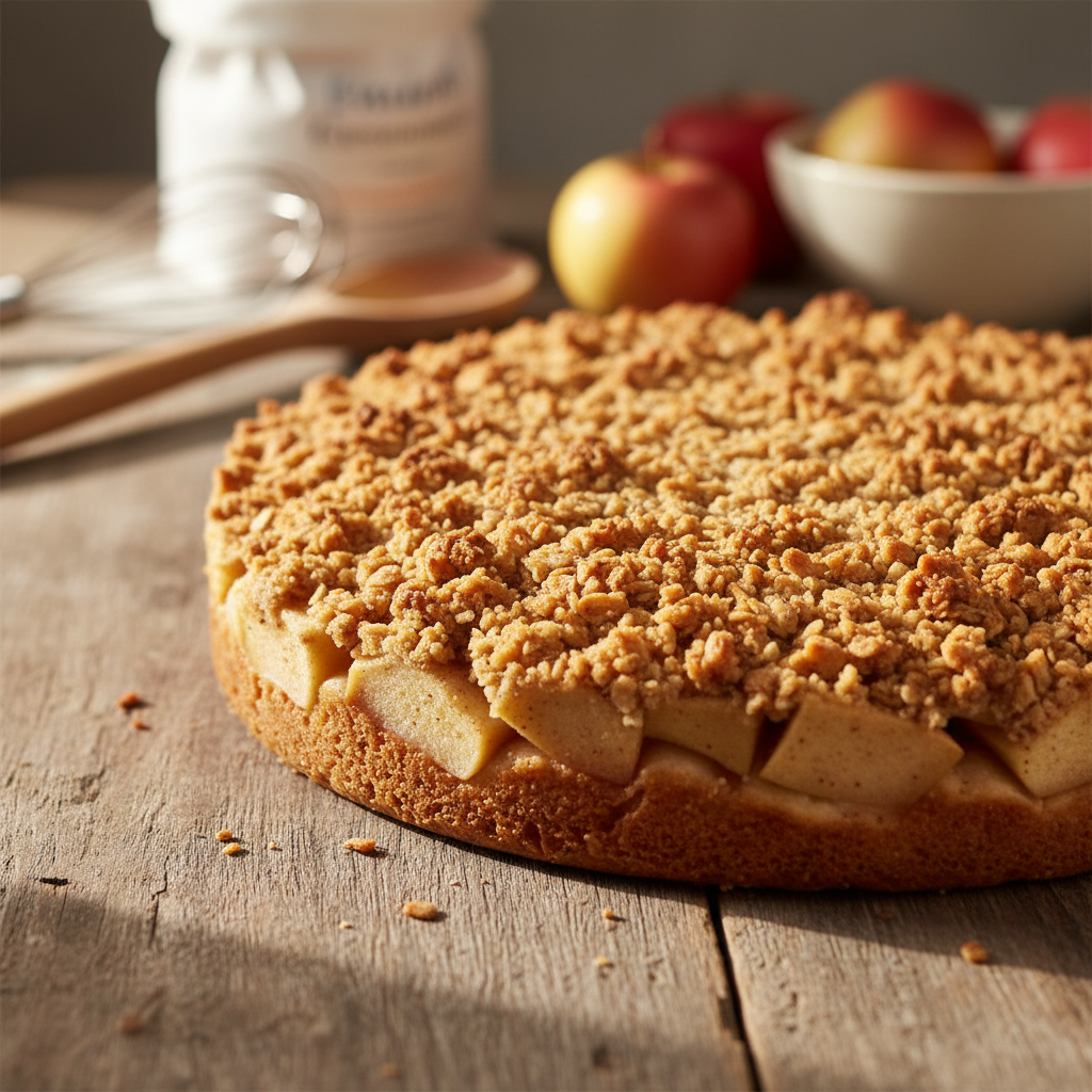Lihtne ja mahlane õunakook kaneelise purukattega
